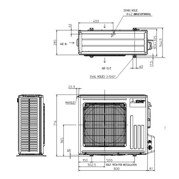 Подов климатик Mitsubishi Electric MFZ-KT50VG/SUZ-M50VA,18 000 BTU, Клас А++/А+, 28 dB, Фреон R32