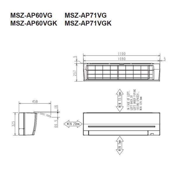Инверторен Климатик Mitsubishi Electric MSZ-AP60VGK/MUZ-AP60VG, 21 000 BTU, Клас А++/А++