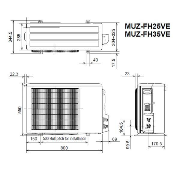 Инверторен климатик Mitsubishi Electric MSZ-FH25VE + MUZ-FH25VEHZ, ZUBADAN, 9000 BTU,  КЛАС A+++ / A++, 20 dB, Фреон R410A